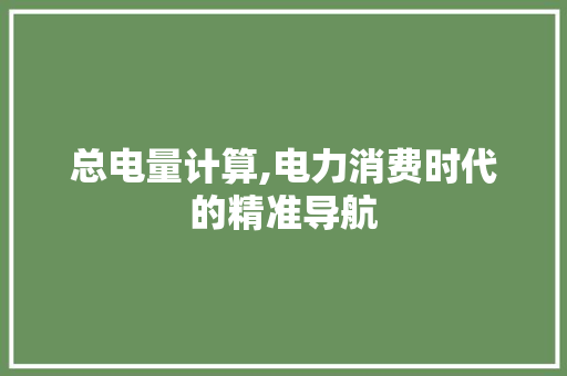 总电量计算,电力消费时代的精准导航
