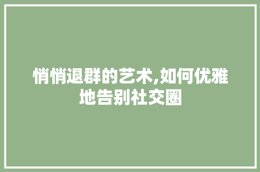 悄悄退群的艺术,如何优雅地告别社交圈