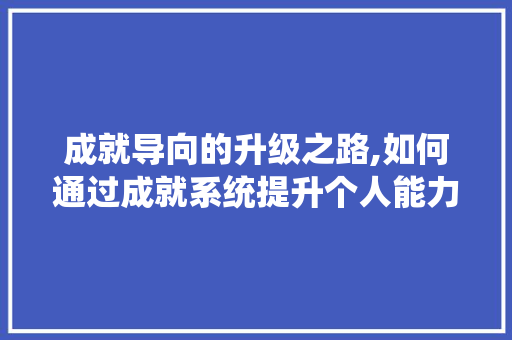 成就导向的升级之路,如何通过成就系统提升个人能力