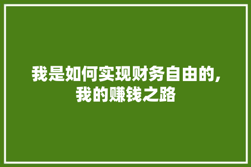我是如何实现财务自由的,我的赚钱之路