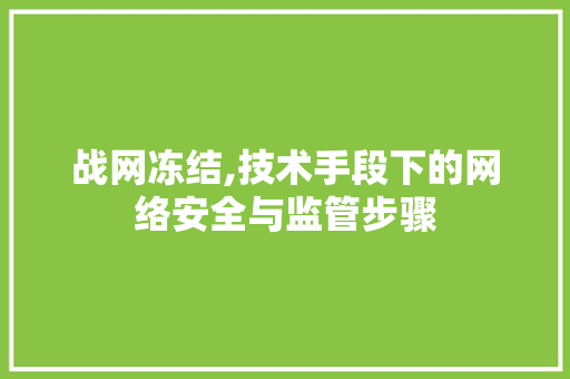 战网冻结,技术手段下的网络安全与监管步骤