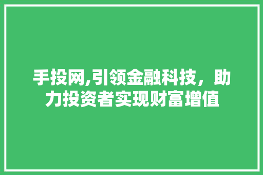 手投网,引领金融科技，助力投资者实现财富增值