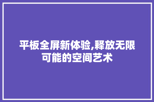 平板全屏新体验,释放无限可能的空间艺术