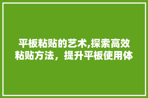 平板粘贴的艺术,探索高效粘贴方法，提升平板使用体验