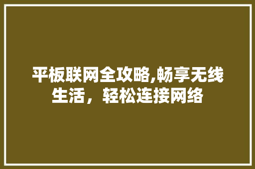 平板联网全攻略,畅享无线生活，轻松连接网络