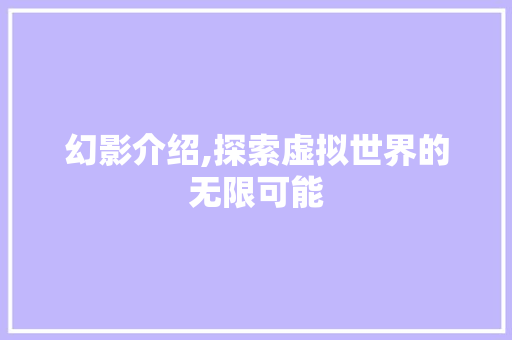 幻影介绍,探索虚拟世界的无限可能