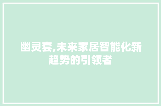 幽灵套,未来家居智能化新趋势的引领者