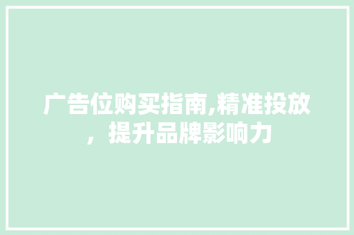 广告位购买指南,精准投放，提升品牌影响力
