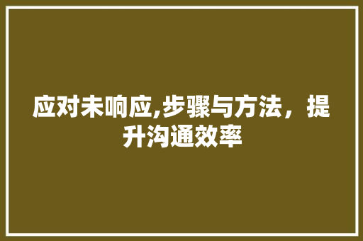 应对未响应,步骤与方法，提升沟通效率