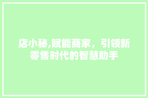 店小秘,赋能商家，引领新零售时代的智慧助手
