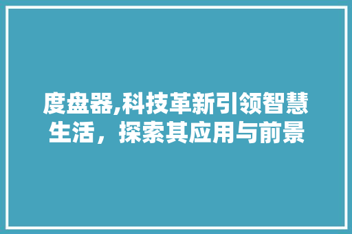 度盘器,科技革新引领智慧生活，探索其应用与前景