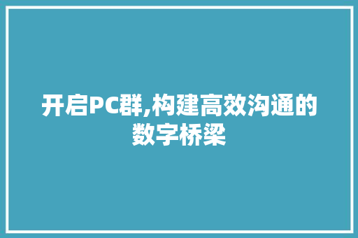 开启PC群,构建高效沟通的数字桥梁 服务器/数据库