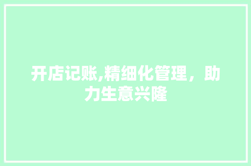 开店记账,精细化管理，助力生意兴隆