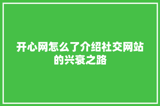 开心网怎么了介绍社交网站的兴衰之路