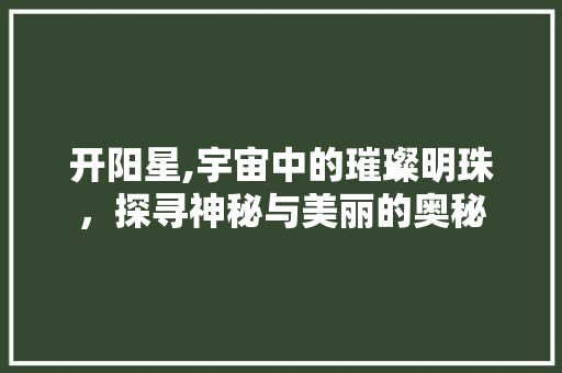 开阳星,宇宙中的璀璨明珠，探寻神秘与美丽的奥秘