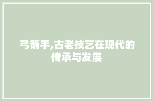 弓箭手,古老技艺在现代的传承与发展 Web前端