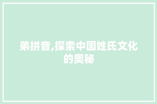弟拼音,探索中国姓氏文化的奥秘