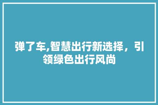 弹了车,智慧出行新选择，引领绿色出行风尚 WordPress教程