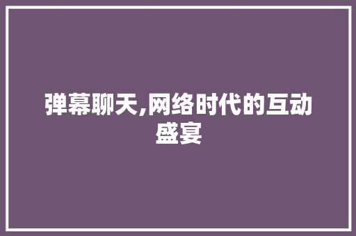 弹幕聊天,网络时代的互动盛宴