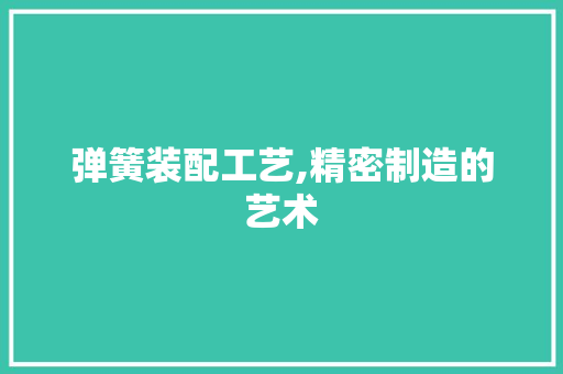 弹簧装配工艺,精密制造的艺术