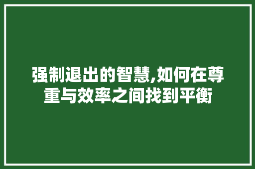 强制退出的智慧,如何在尊重与效率之间找到平衡