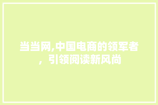当当网,中国电商的领军者，引领阅读新风尚