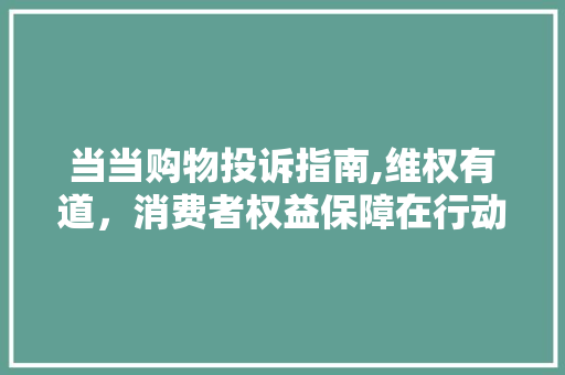 当当购物投诉指南,维权有道，消费者权益保障在行动