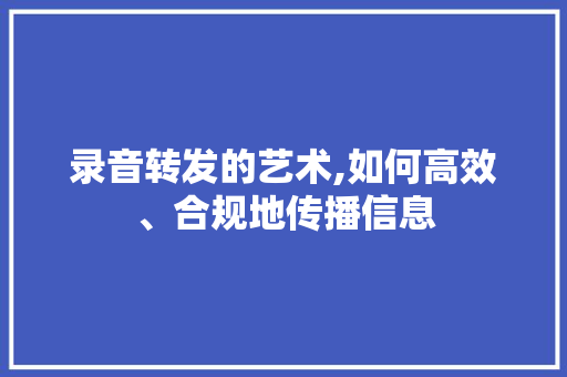 录音转发的艺术,如何高效、合规地传播信息