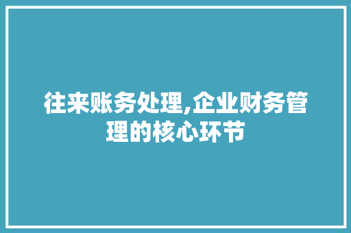 往来账务处理,企业财务管理的核心环节 建站教程
