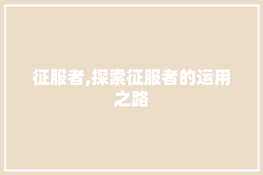 征服者,探索征服者的运用之路 建站教程 征服者,探索征服者的运用之路 建站教程
