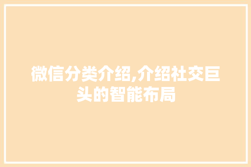 微信分类介绍,介绍社交巨头的智能布局