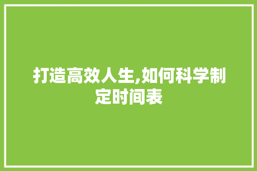 打造高效人生,如何科学制定时间表