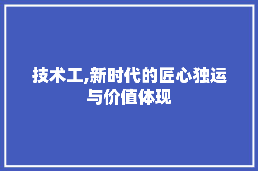 技术工,新时代的匠心独运与价值体现