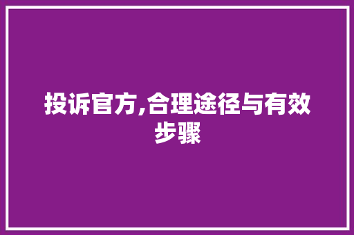 投诉官方,合理途径与有效步骤 SEO教程
