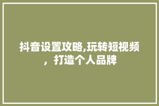 抖音设置攻略,玩转短视频，打造个人品牌