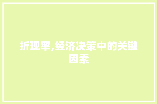 折现率,经济决策中的关键因素