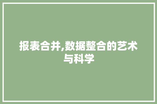 报表合并,数据整合的艺术与科学