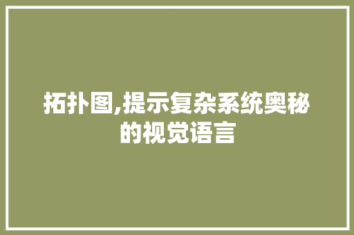 拓扑图,提示复杂系统奥秘的视觉语言 SEO教程