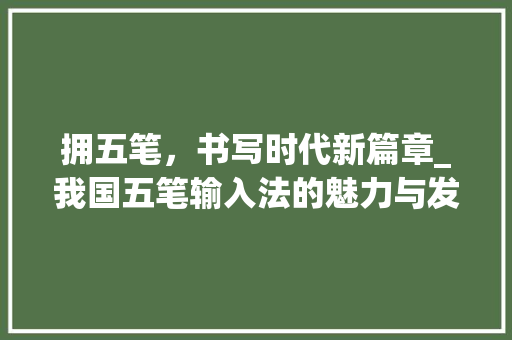 拥五笔，书写时代新篇章_我国五笔输入法的魅力与发展 WordPress教程