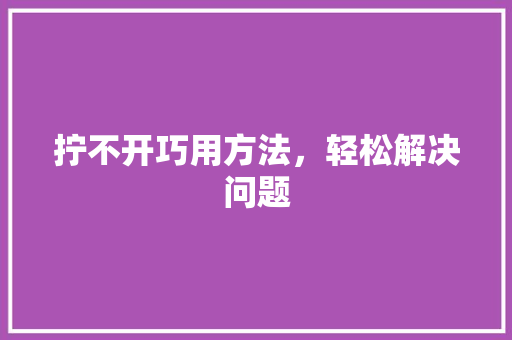 拧不开巧用方法，轻松解决问题 WordPress教程