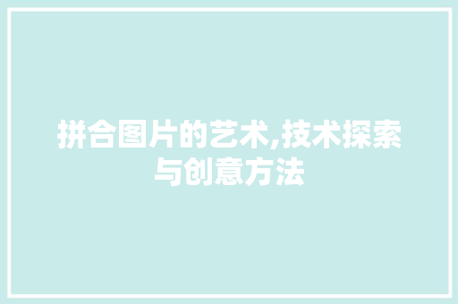 拼合图片的艺术,技术探索与创意方法