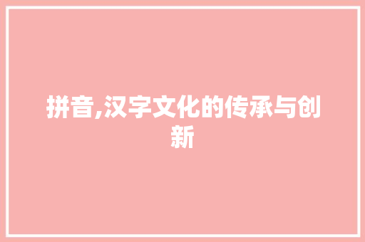 拼音,汉字文化的传承与创新 Web前端