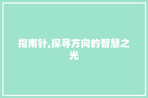 指南针,探寻方向的智慧之光