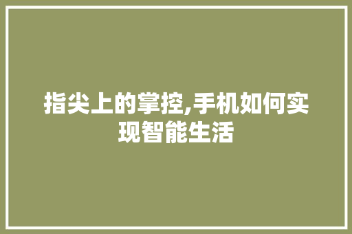 指尖上的掌控,手机如何实现智能生活