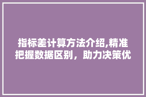 指标差计算方法介绍,精准把握数据区别，助力决策优化 建站教程