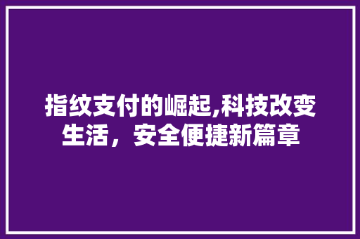 指纹支付的崛起,科技改变生活，安全便捷新篇章