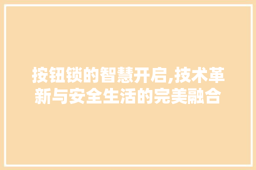 按钮锁的智慧开启,技术革新与安全生活的完美融合