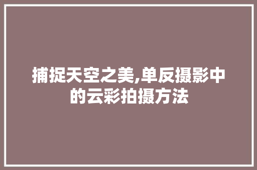 捕捉天空之美,单反摄影中的云彩拍摄方法