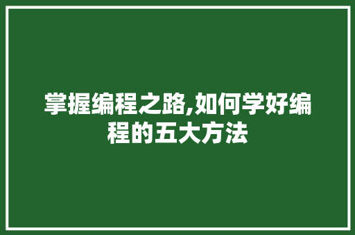 掌握编程之路,如何学好编程的五大方法