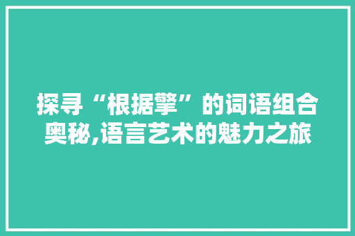 探寻“根据擎”的词语组合奥秘,语言艺术的魅力之旅